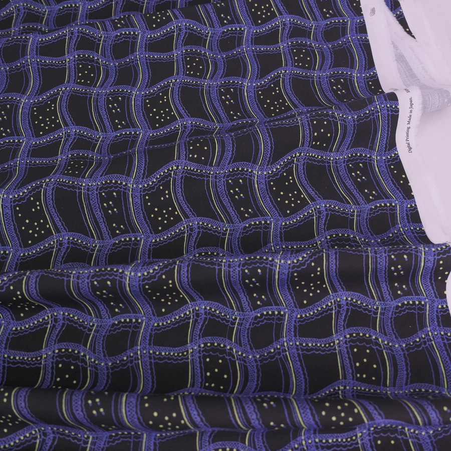 コットン生地 レースの格子柄(墨色/青紫) 10cm単位 切り売り |  | 03