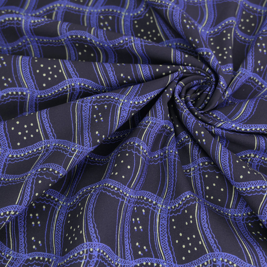 コットン生地 レースの格子柄(墨色/青紫) 10cm単位 切り売り |  | 04