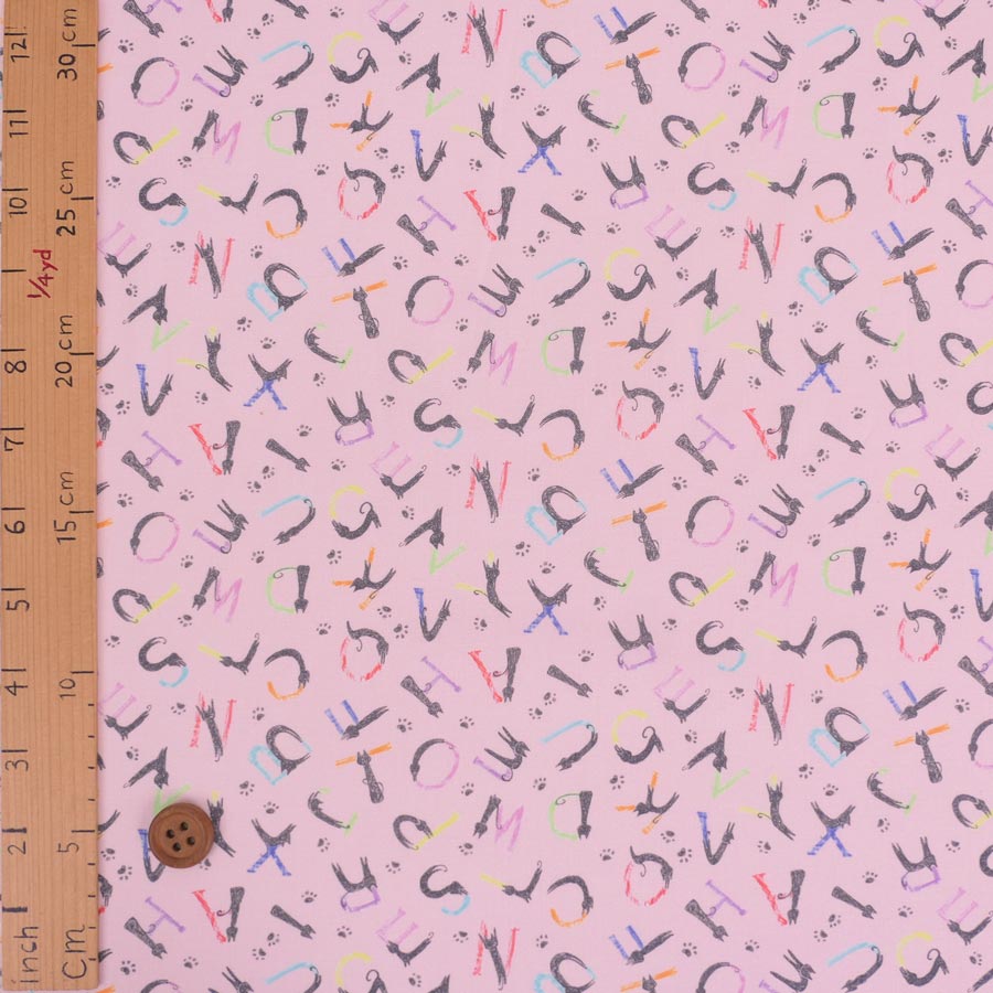 コットン生地 猫のABC体操(ピンク) 10cm単位 切り売り |  | 02