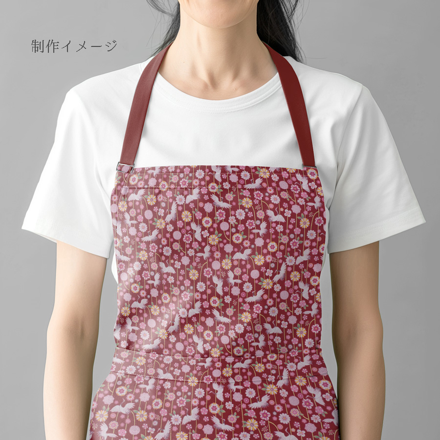 和柄コットン生地 鶴のつるし飾り(えんじ色) 10cm単位 切り売り |  | 05