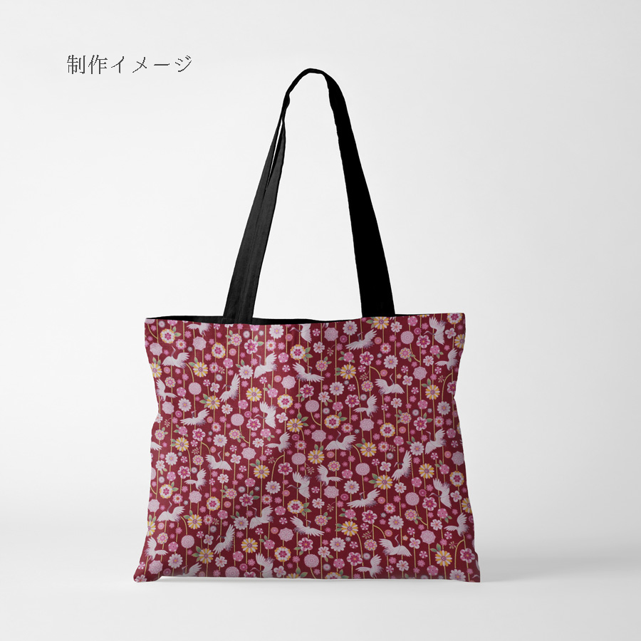 和柄コットン生地 鶴のつるし飾り(えんじ色) 10cm単位 切り売り |  | 06