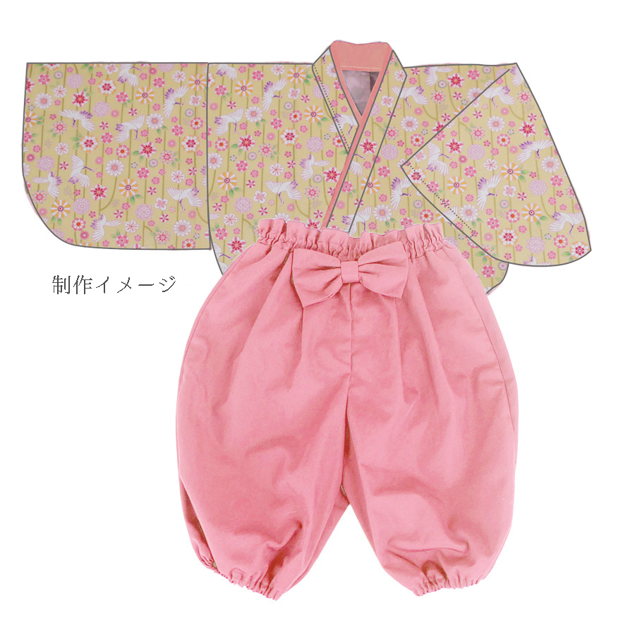 和柄コットン生地 鶴のつるし飾り(クリームイエロー) 10cm単位 切り売り |  | 07