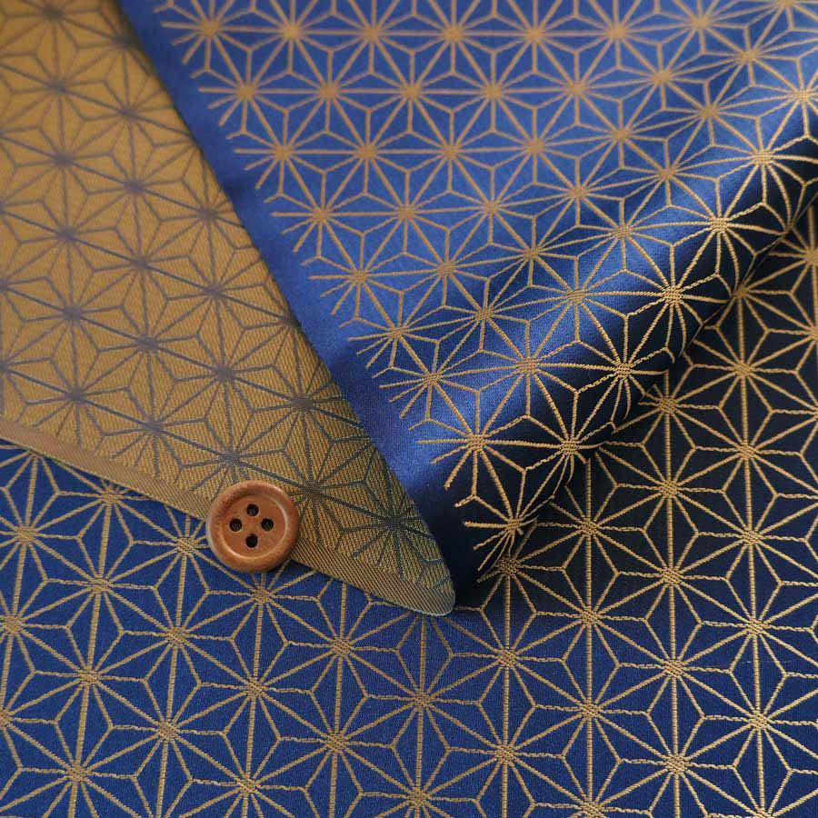 光沢ジャカード 麻の葉(青) 10cm単位 切り売り |  | 01