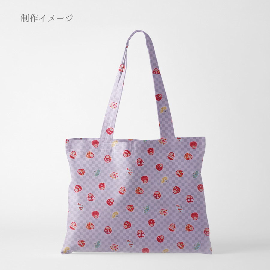 和柄コットン生地 市松にだるまと扇子(グレー)...の詳細画像4