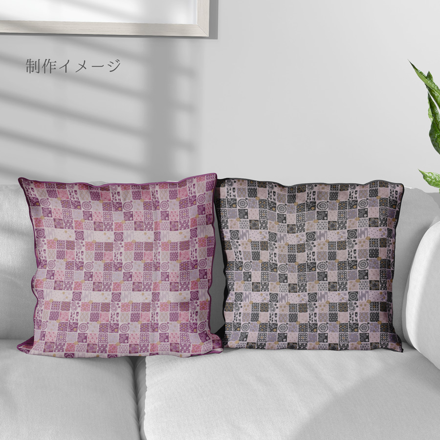 和柄コットン生地 市松パッチワーク文様(さくら紫) 10cm単位 切り売り |  | 06