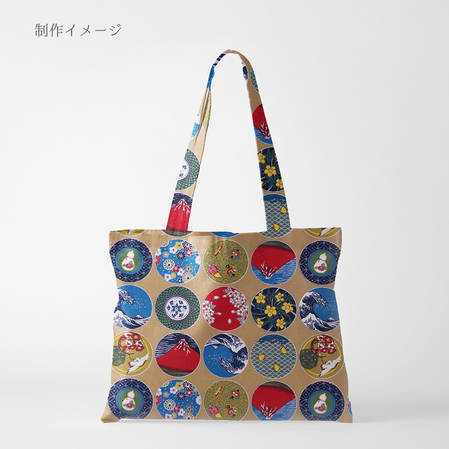 和柄コットン生地 丸紋日本めぐり(ベージュ) ...の詳細画像4