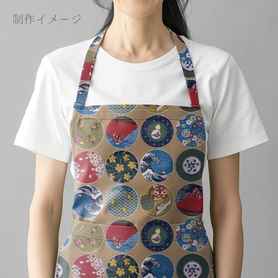 和柄コットン生地 丸紋日本めぐり(ベージュ) ...の詳細画像5
