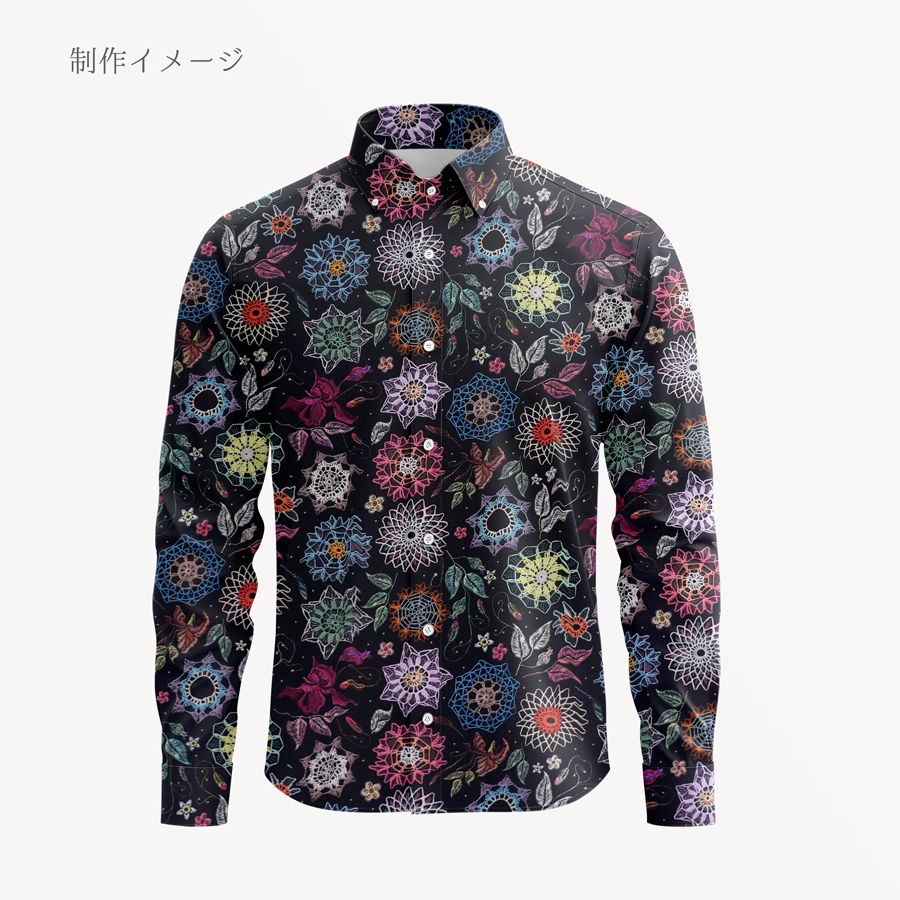 コットン生地 刺しゅう風プリント レースフラワー(ブラック) 10cm単位 切り売り |  | 10