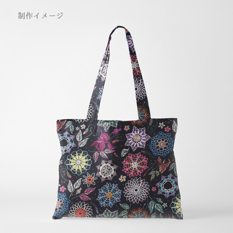 コットン生地 刺しゅう風プリント レースフラワー(ブラック) 10cm単位 切り売り |  | 05