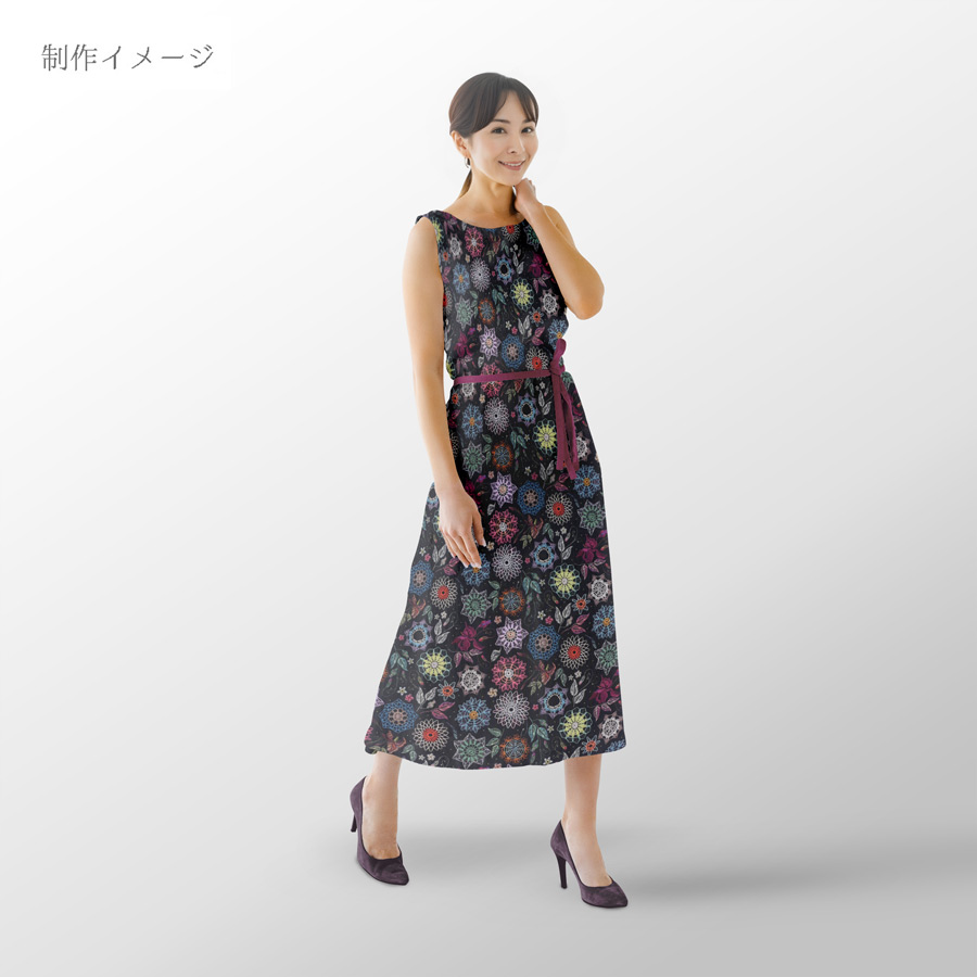 コットン生地 刺しゅう風プリント レースフラワー(ブラック) 10cm単位 切り売り |  | 08