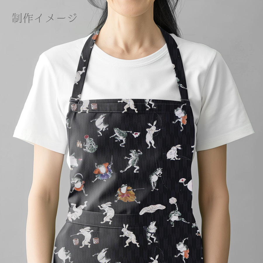 和柄コットン生地 鳥獣戯画風うさぎとかえる 10cm単位 切り売り : 布が