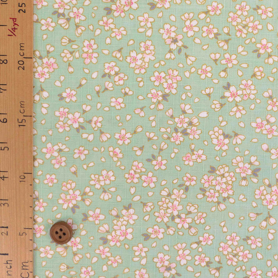 和柄コットン生地 小桜ちらし(淡若草) 10c...の詳細画像2