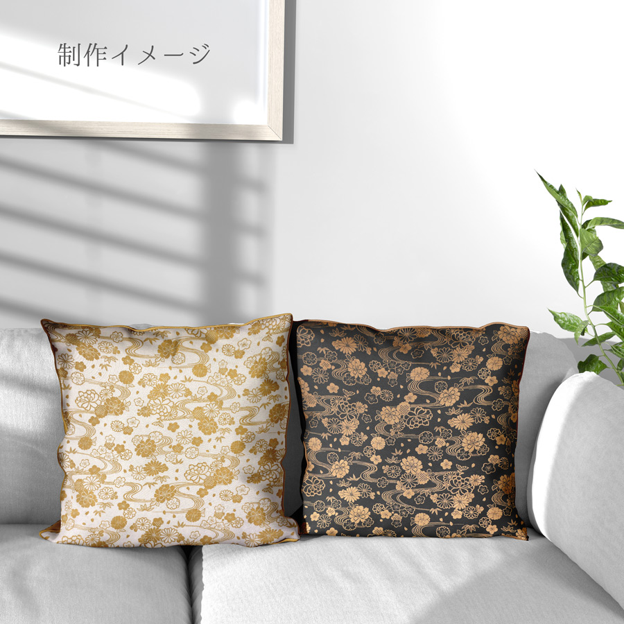 和柄コットン生地 金流水に花(黒) 10cm単位 切り売り |  | 05