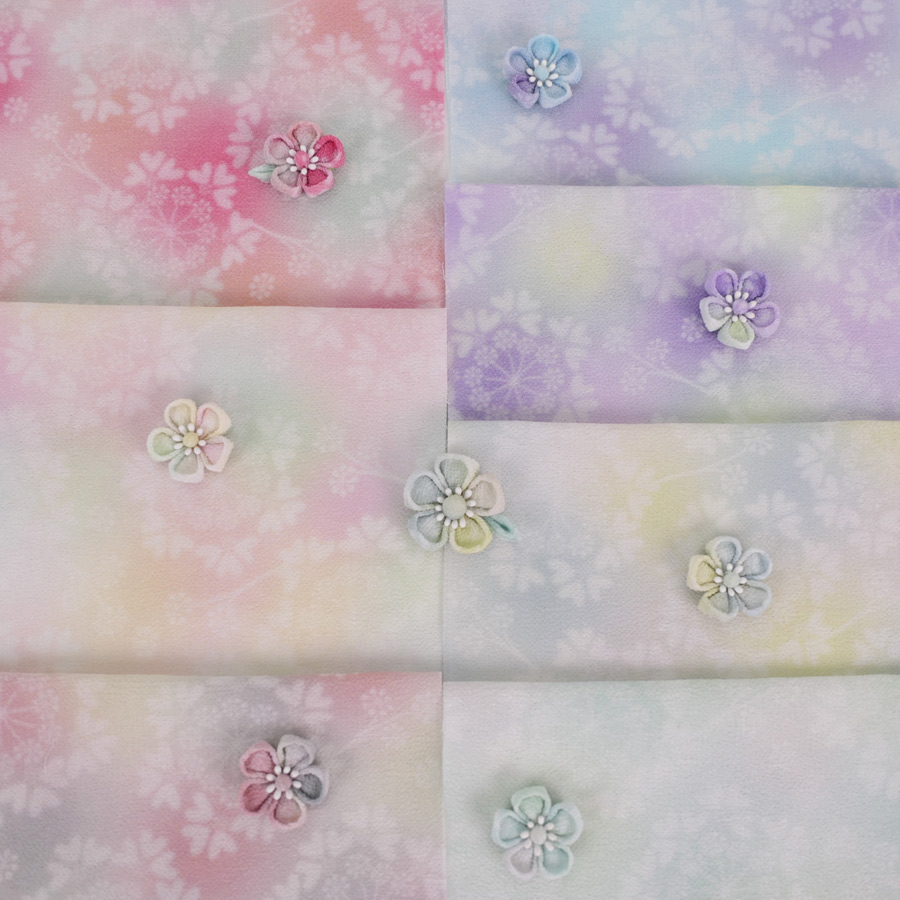 一越ちりめん生地 つゆつき・オルレアレースぼかし7色セット 約32×25cm |  | 01