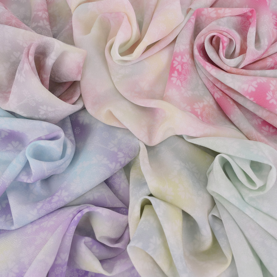 一越ちりめん生地 つゆつき・オルレアレースぼかし7色セット 約32×25cm |  | 04