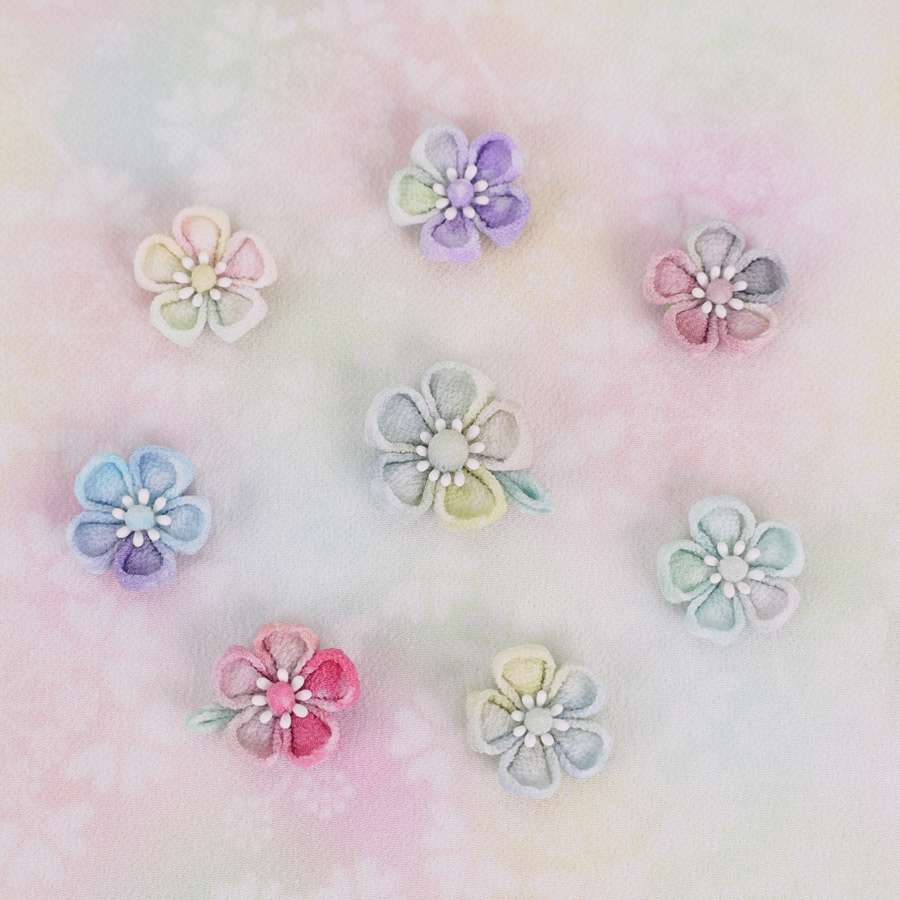 一越ちりめん生地 つゆつき・オルレアレースぼかし7色セット 約32×25cm |  | 05