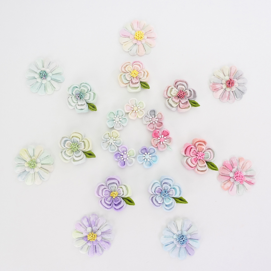 一越ちりめん生地 つゆつき・オルレアレースぼかし7色セット 約32×25cm |  | 06