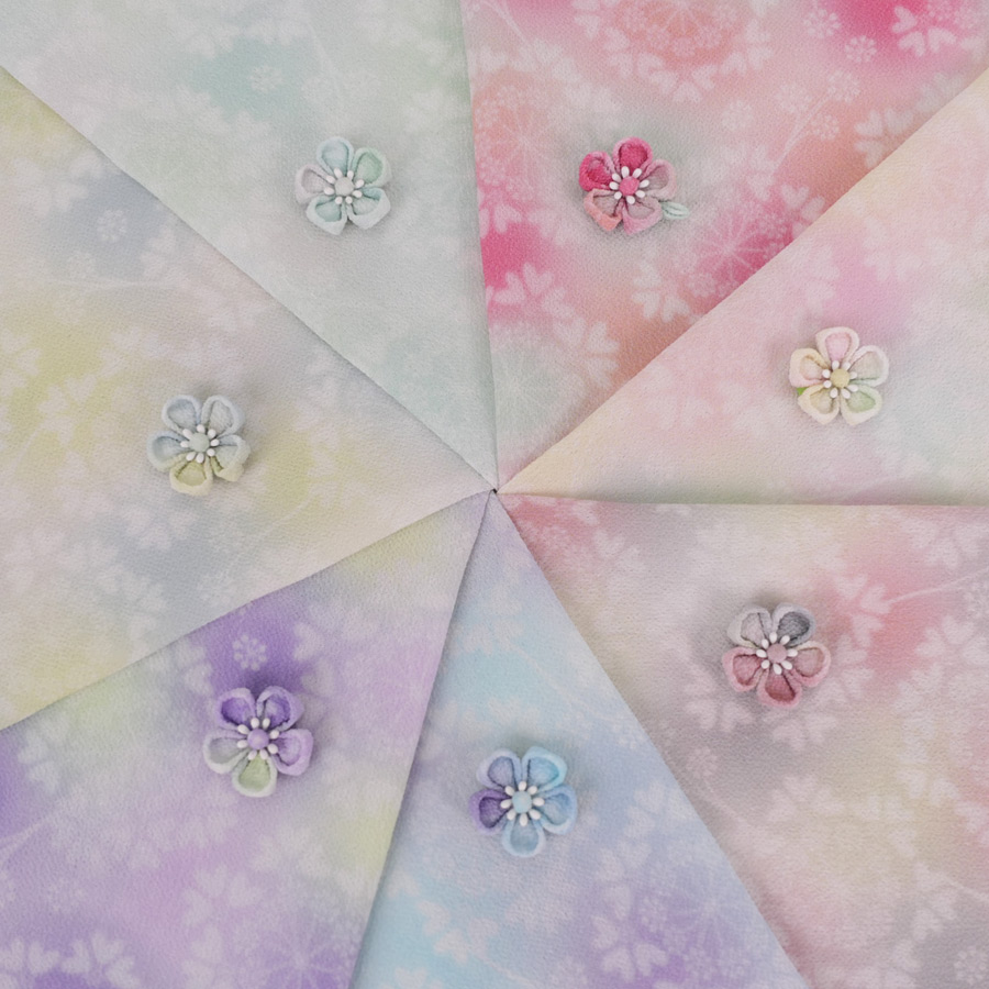 一越ちりめん生地 つゆつき・オルレアレースぼかし7色セット 約32×25cm |  | 07