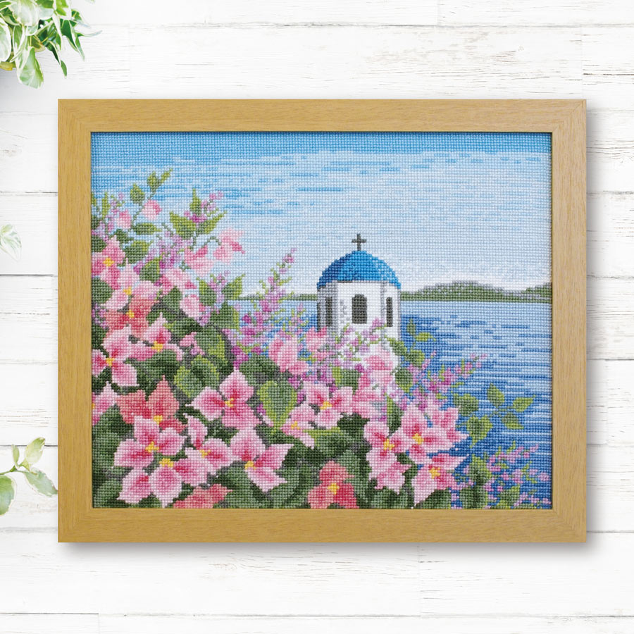 クロスステッチキット・ヨーロッパの風景 ブーゲンビリアが咲くエーゲ