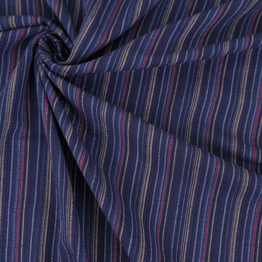 しじら織り生地・たて縞(藍色/赤・黄) 10cm単位 切り売り |  | 04