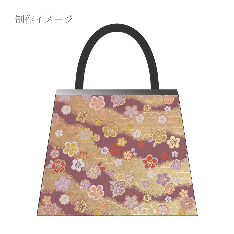 金襴生地(金らん) かごめ霞に梅桜(藤ねず) ...の詳細画像5