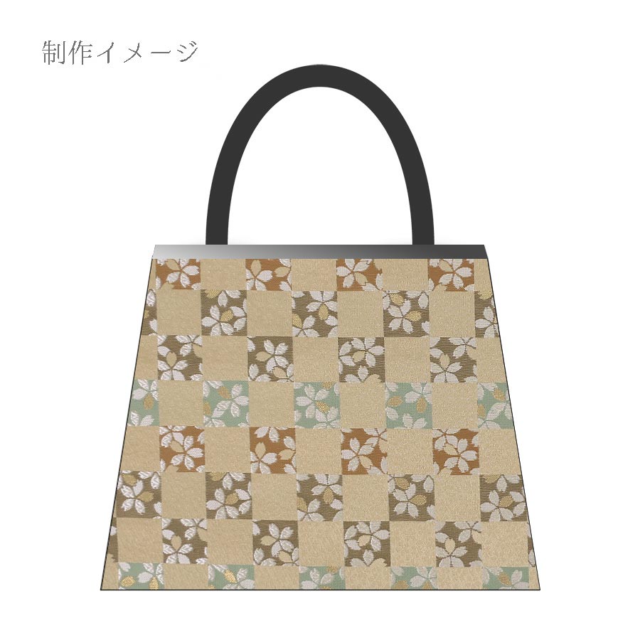 金襴生地(金らん) 市松にのぞく桜(ベージュ)...の詳細画像5