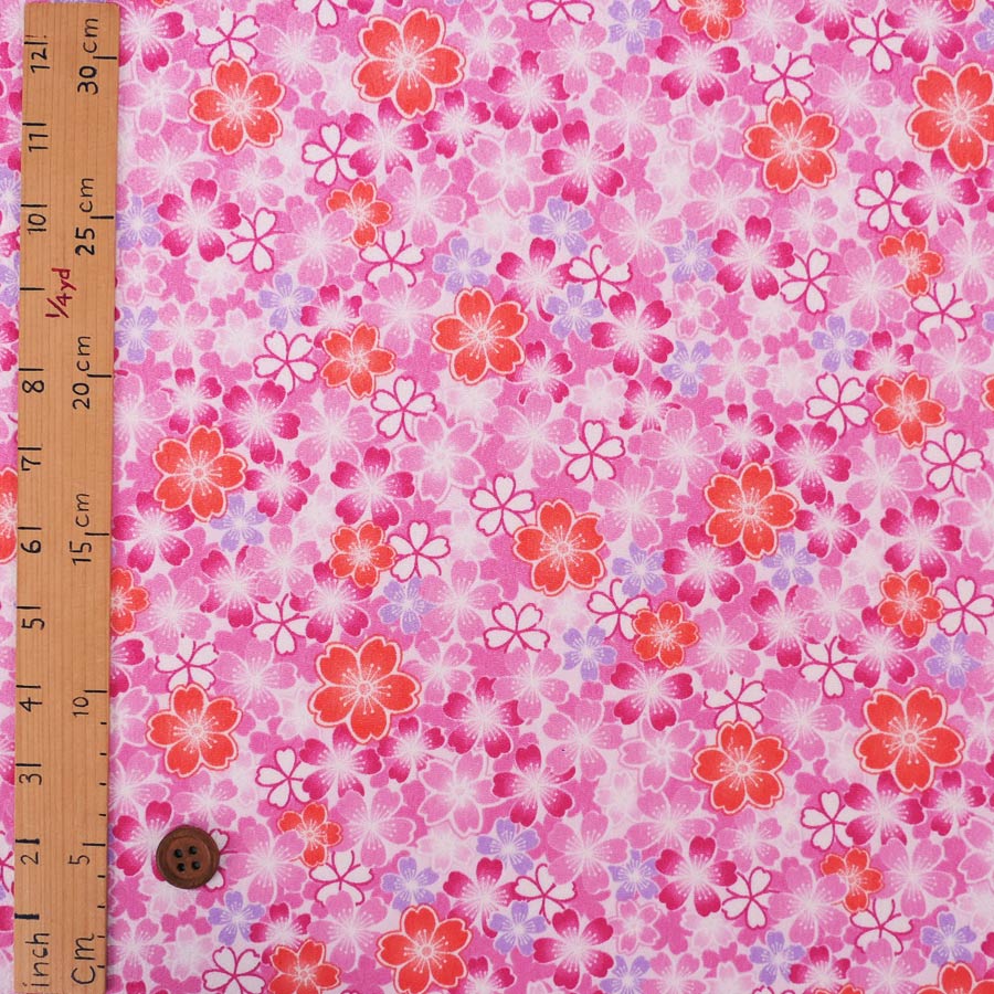 ポリちりめん生地 さくらの舞(ピンク) 10cm単位 切り売り　 |  | 02