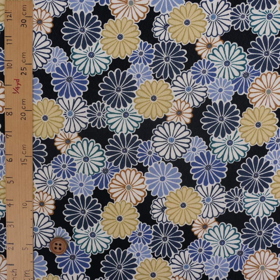 ポリちりめん生地 菊花のいろどり(濃紺) 10cm単位 切り売り |  | 02