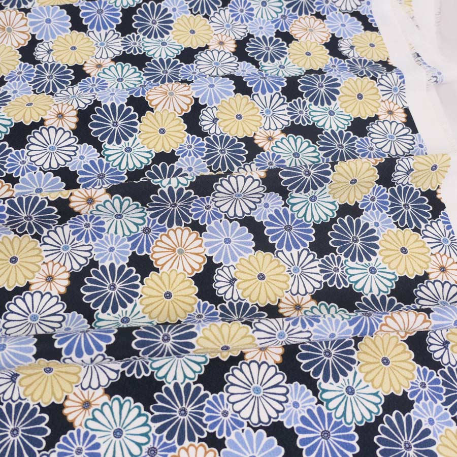 ポリちりめん生地 菊花のいろどり(濃紺) 10cm単位 切り売り |  | 03
