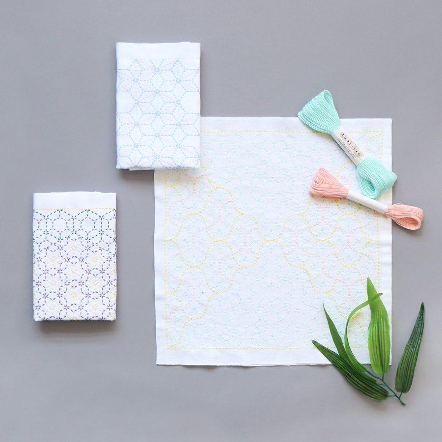 刺し子キット 花ふきん「和-Nagomi」半丸つなぎ |  | 07