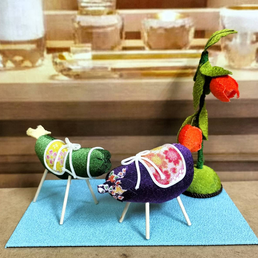ちりめん細工キット 小さな精霊飾りセット (精霊馬・精霊牛・ほおずき