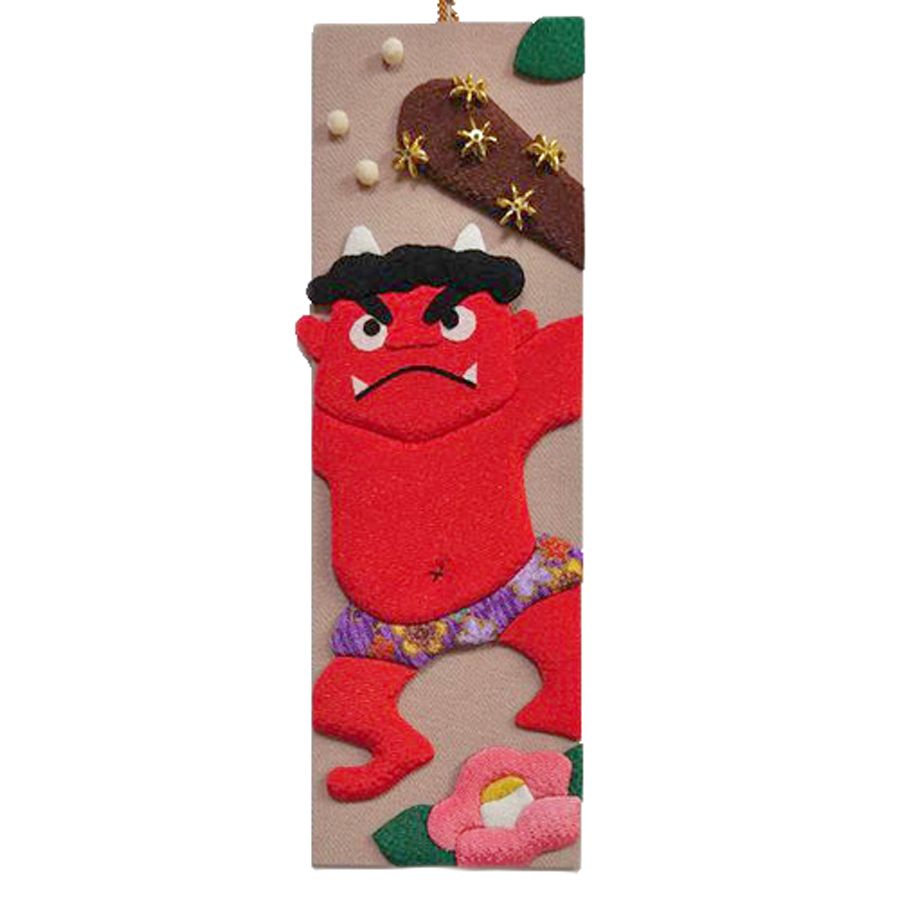 ちりめん手芸キット 風物短冊 2月 厄除け鬼と花椿 | 