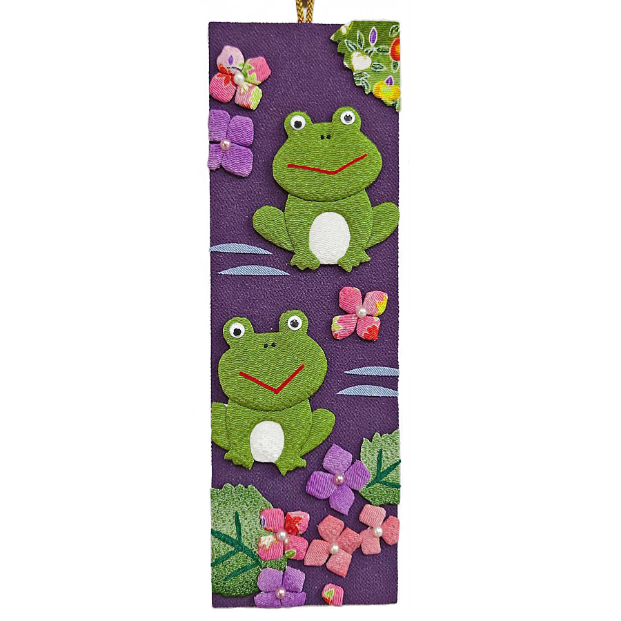 ちりめん手芸キット 風物短冊 6月 蛙の歌と紫陽花の色｜nunogatari