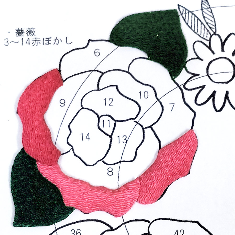 ちりめん手芸キット 花景色いろいろの壁飾り・薔薇とデイジー｜nunogatari｜03