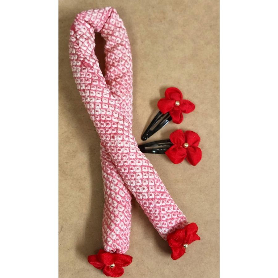 髪飾り手作りキット 正絹きもの生地 綿入りかのこと小花ピンのセット |  | 14