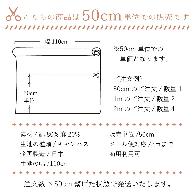 生地 ずらりはりねずみ 綿麻キャンバス コットンリネン 50cm単位販売