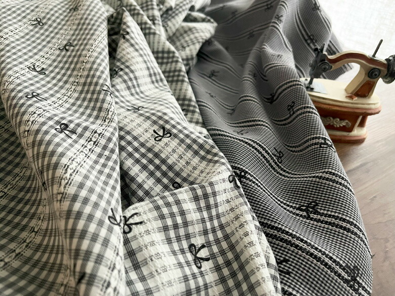 即納】生地幅145 先染めチェックドビー生地【50センチ単位】生地 布