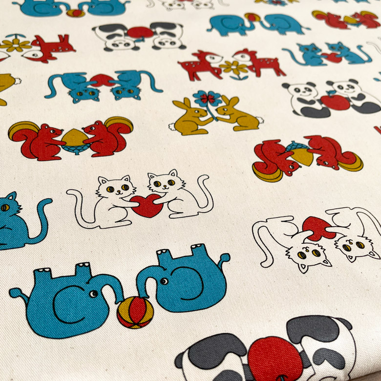生地 布 Retro school 動物 オックス コットン100% 50cm単位販売 商用