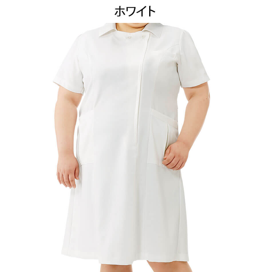 医療 ナース 看護 白衣 レディース 大きいサイズ ナースリーエアリーテクスチャー ゆったり定番ワンピース(3L〜5L)｜nursery-y｜02