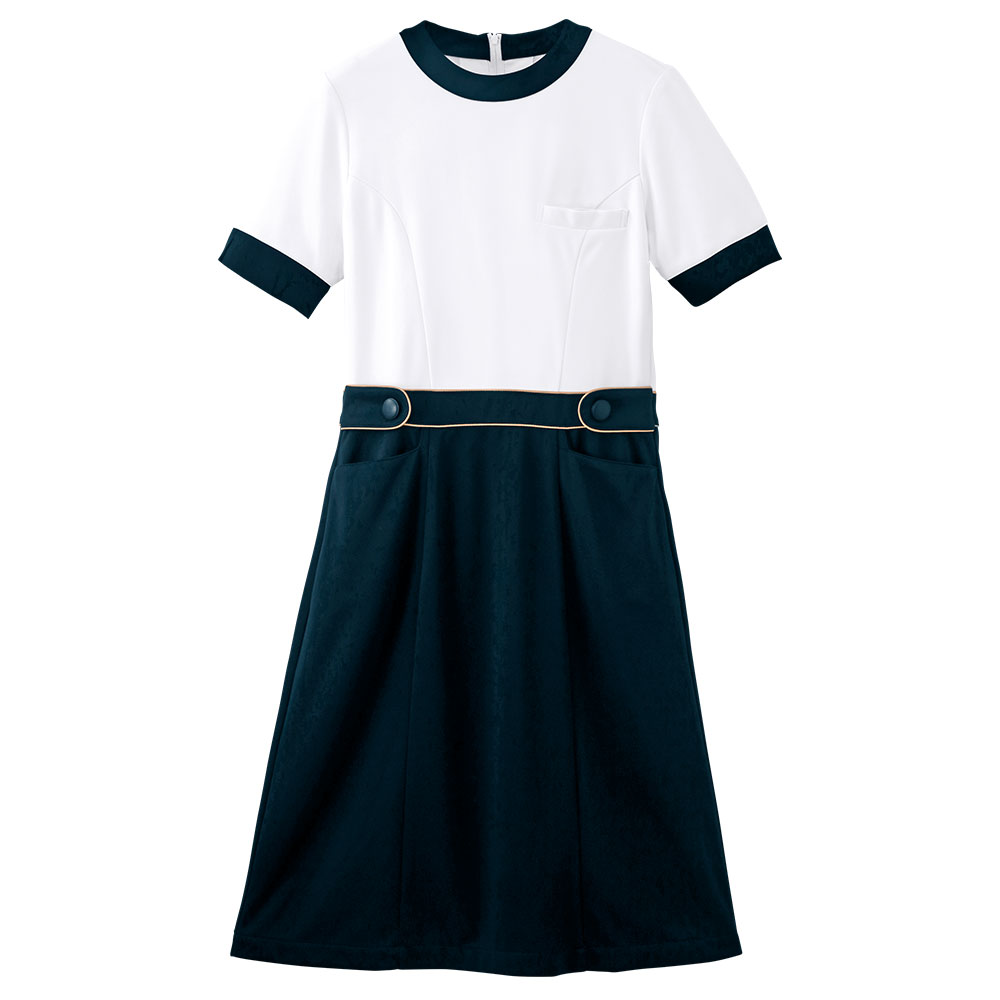 スーパービューティストレッチ　バイカラーワンピース