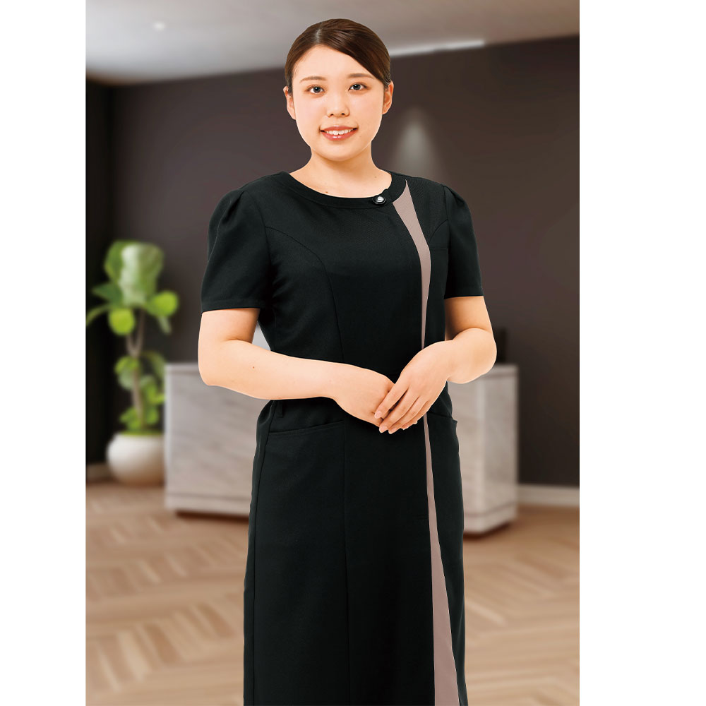 超マシュマロツイル  配色縦切替ワンピース