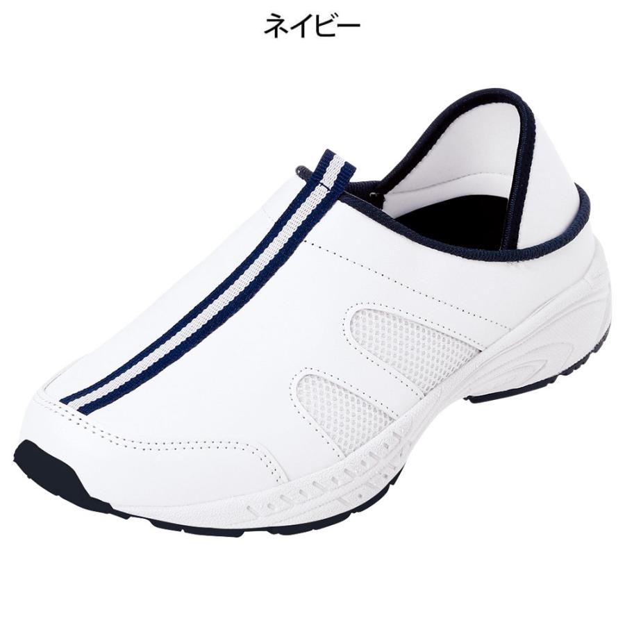 ナースシューズ 看護 介護 ケア 軽量 足幅細め 白 シンプル 靴 定番2Wayデイリーシューズ (ライン・2E)｜nursery-y｜02