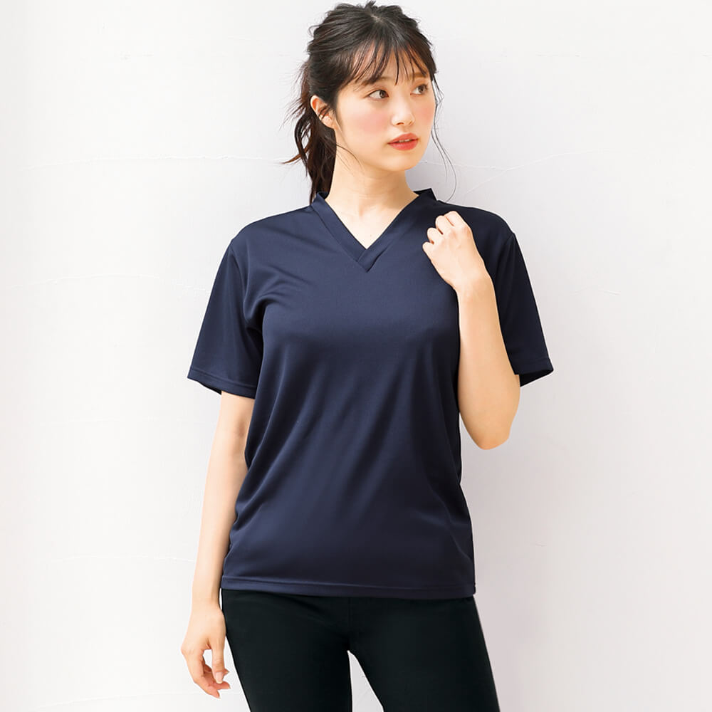 ナノファイン 制菌VネックTシャツ