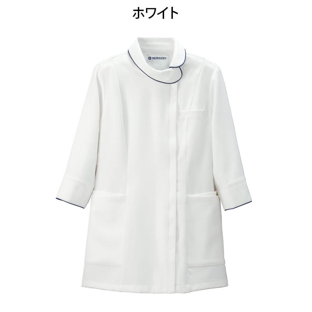 医療 ナース 看護 白衣 ユニフォーム 女性 レディース かわいい おしゃれ ナースリーエアリーテクスチャー 花ロールカラージャケット(7分袖)｜nursery-y｜02