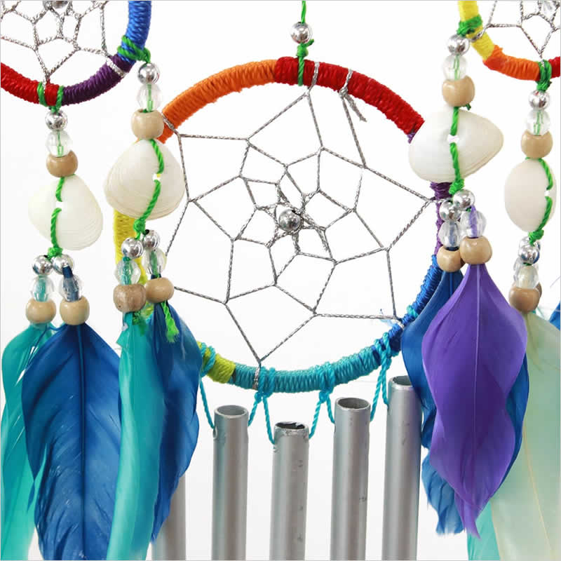 ドリームキャッチャーカラフル4連チャイム 風鈴 アジアン雑貨