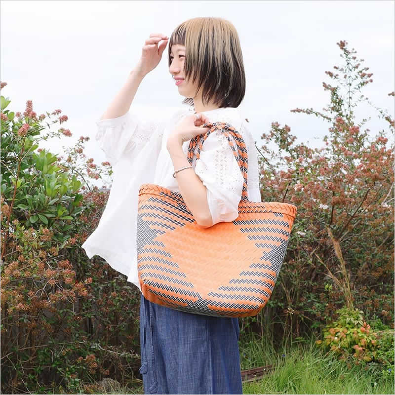 パサールバッグ ミックスL バリ島 メルカドバッグ かごバッグ