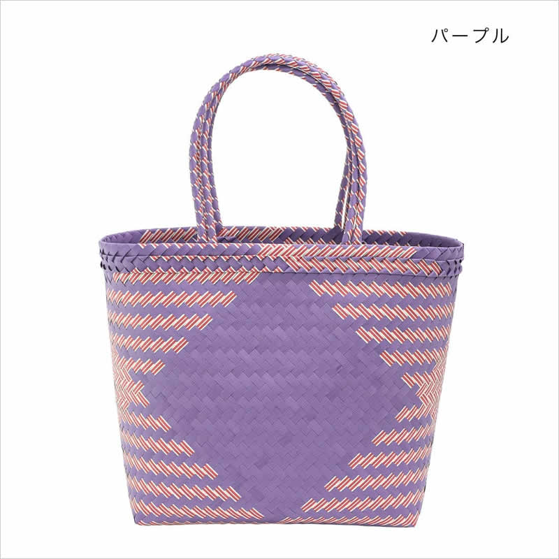 【新品未使用】カゴ風バッグ　生成り×パープル REAL STYLE かごバッグ ビニール カゴバッグ 籠バッグ 大きめ スパ