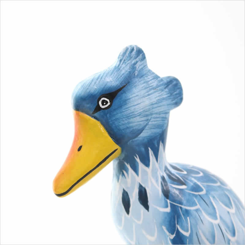 木彫 ハシビロコウ 置物 飾り かわいい 木 木製 木彫り 卓上 鳥 バード