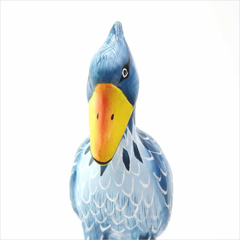 木彫 ハシビロコウ 置物 飾り かわいい 木 木製 木彫り 卓上 鳥 バード