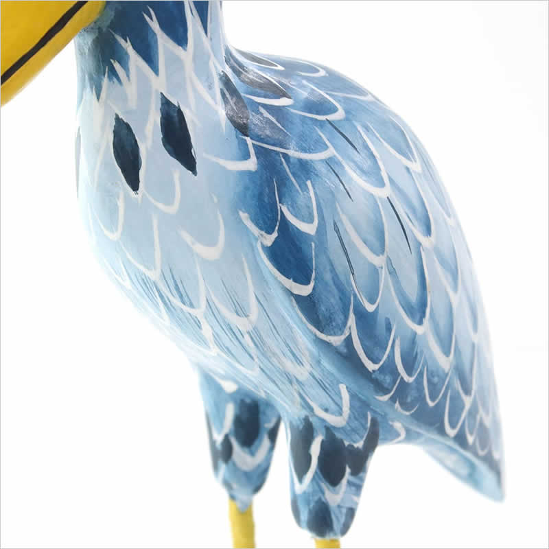 木彫 ハシビロコウ 置物 飾り かわいい 木 木製 木彫り 卓上 鳥 バード